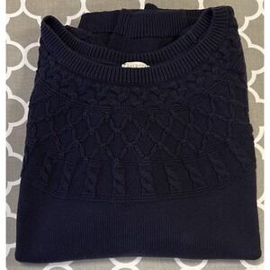 Talbots Women Fair Isle Sweater Blue Pullover XL 100% Cotton Fishermen Nordic